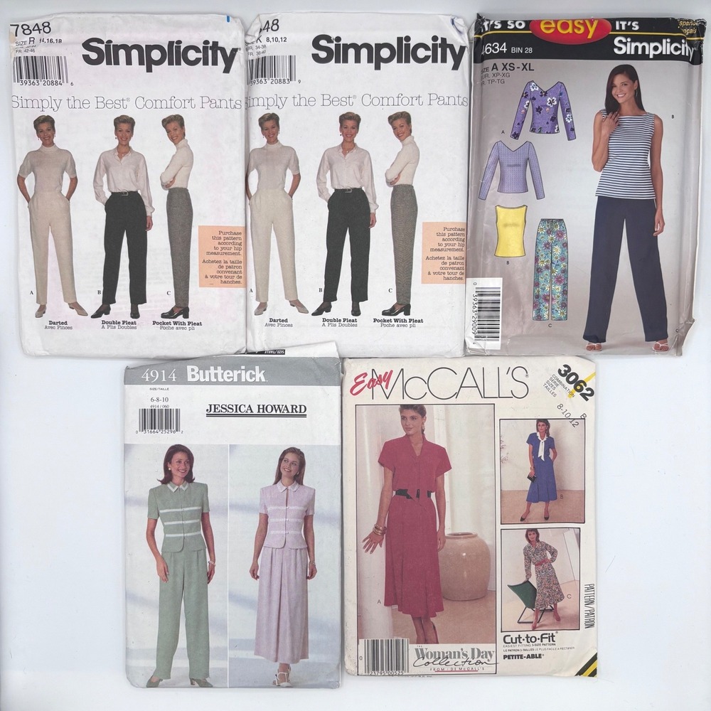 UNCUT Vintage Sewing Pattern Lot Simplicity McCall's Butterick Pants Dress Suit